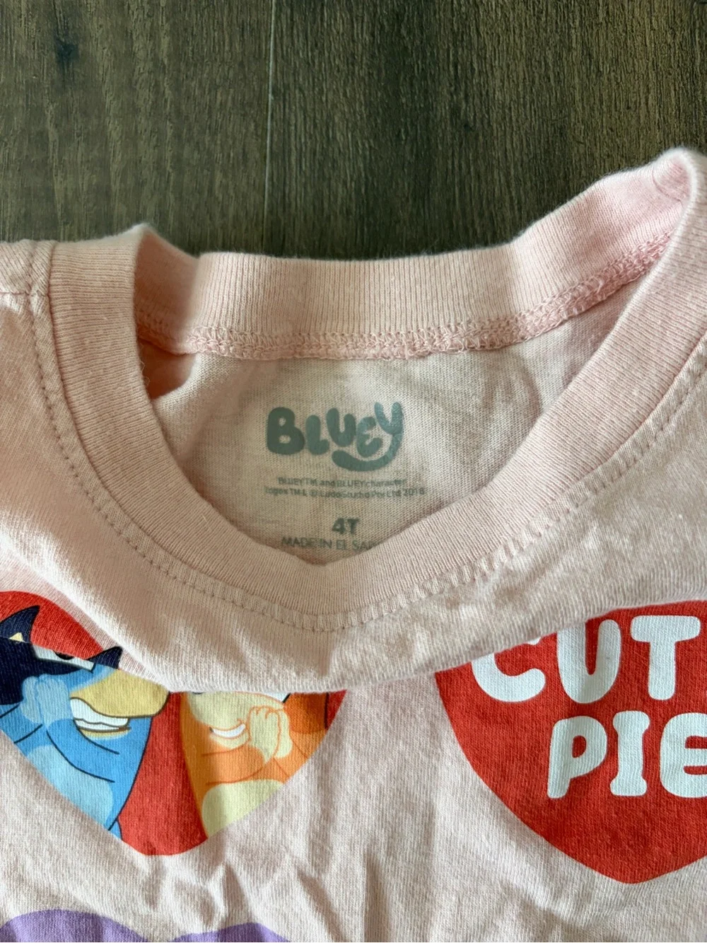 Old Navy Pink Bluey Heart Graphic Short Sleeve Tee